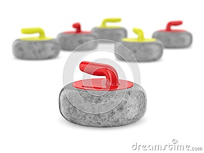 Curling stones on white background. Isolated 3D illustration Cartoon Illustration