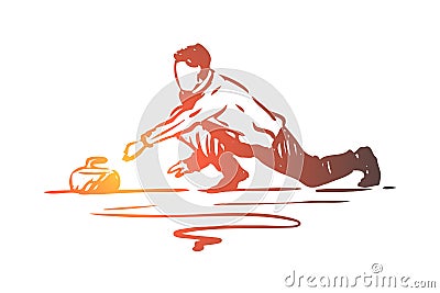 Curling, winter, sport, ice, stone concept. Hand drawn isolated vector. Vector Illustration