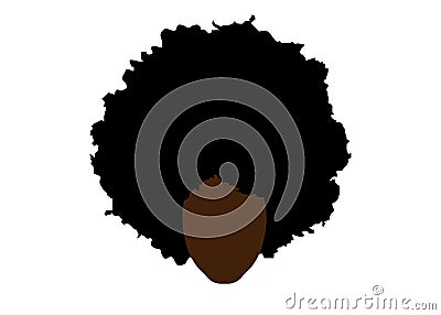 Curly afro hair, portrait African Woman , dark skin female face with ethnic traditional curly hair afro, cartoon style, hair style Vector Illustration