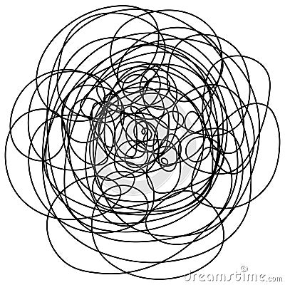 Curly ball of astrakhan. Sketch. Chaotic squiggles. Hand drawing. Tangled tangle Vector Illustration