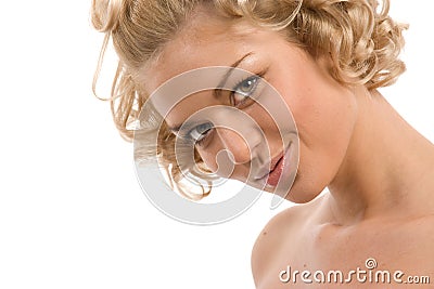 Curly blond Stock Photo