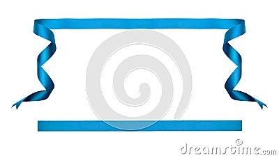 A curly blue ribbon Christmas and birthday set. Stock Photo