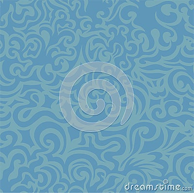 Curly blue seamless pattern Vector Illustration