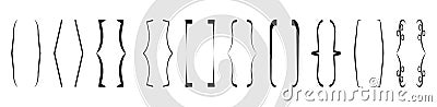 Curly brace set vector. Text brackets collection for messages, quotas Vector Illustration