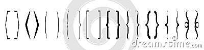 Curly brace set vector. Text brackets collection for messages, quotas Vector Illustration