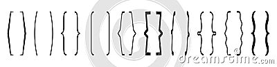Curly brace set vector. Text brackets collection for messages, quotas Vector Illustration