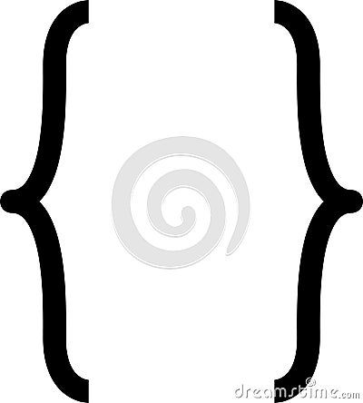 Curly braces, double symmetric brackets. Vector Typography symbols pair, frames for punctuation, maths, elements sign Vector Illustration