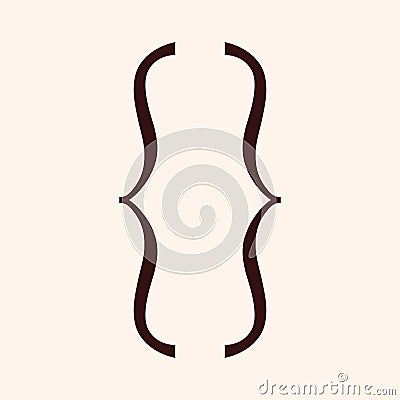 Curly braces symbols pair. Double brackets punctuation mark. Maths pointy sign for quote text, mathematics. Typography Vector Illustration