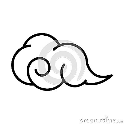 Curly cloud sky white background linear style icon Vector Illustration
