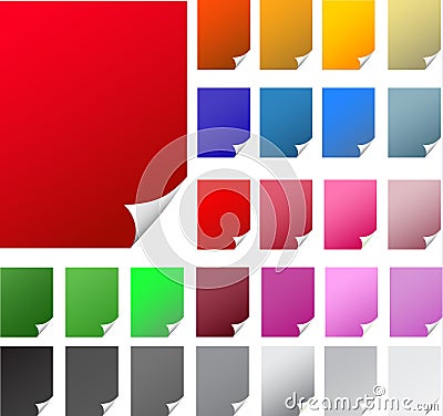 Curly edge colorful realistic papers Vector Illustration