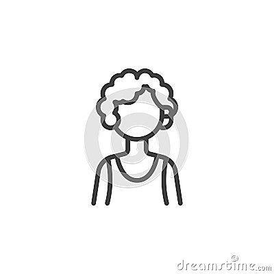 Curly-haired girl avatar line icon Vector Illustration