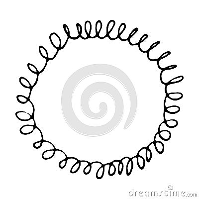 Curly monochrome vector round frame, swirl vector logo, hand drawn, doodle style Stock Photo