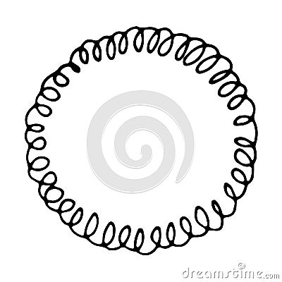 Curly monochrome vector circle frame, swirl vector logo, hand drawn Vector Illustration