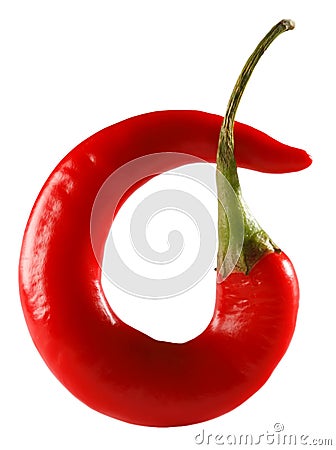 Curly red hot chilli chilies pepper Stock Photo