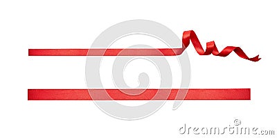 A curly red ribbon Christmas and Valentines present banner set Stock Photo