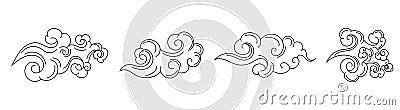 curly and swirl cloud style with black stroke chinese asian style cloudy drawing Stock Photo