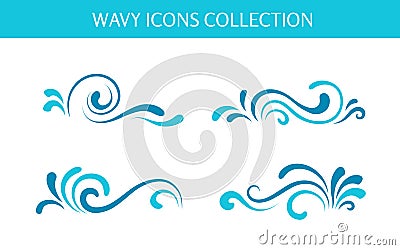 Curly wave icons Vector Illustration