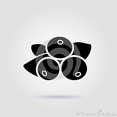 Currant black icon isolated on gray background with soft shadow Vector Illustration