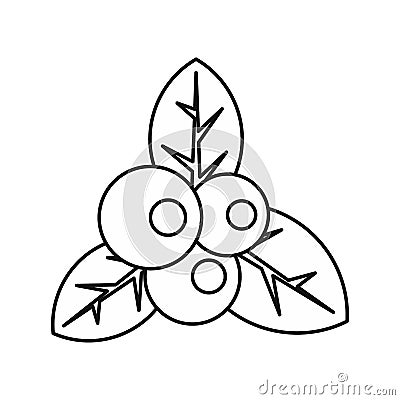 Currant and leaves icon, outline style Cartoon Illustration