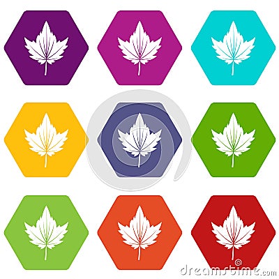 Currant tree leaf icon set color hexahedron Vector Illustration