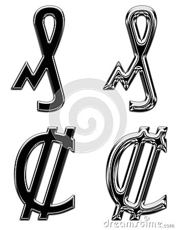 Metal currency symbol money bank German Colon Stock Photo