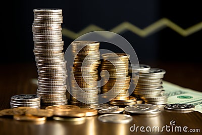 Currency Cascade: A Dynamic Representation of Stock Market Fluctuations Stock Photo