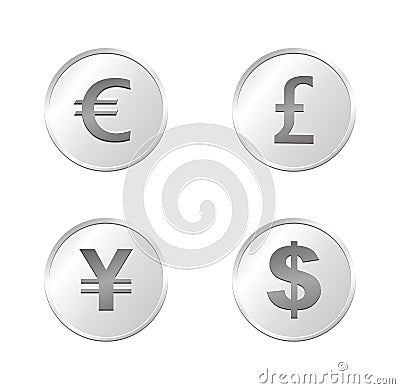 Currency coins - silver Stock Photo