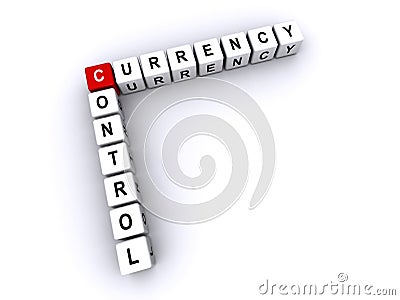 Currency Control word block on white Stock Photo