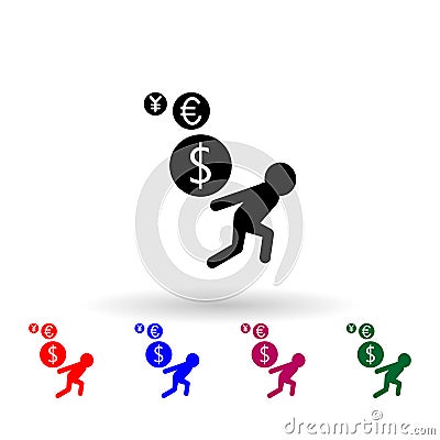 Currency dizzinessmulti color icon. Simple glyph, flat vector of profit icons for ui and ux, website or mobile application Stock Photo