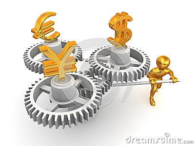 Currency exchange Cartoon Illustration