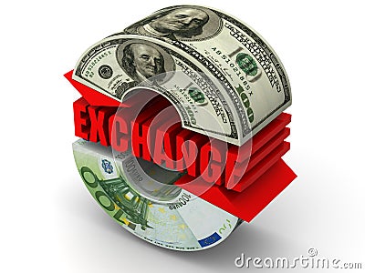 Currency exchange Cartoon Illustration