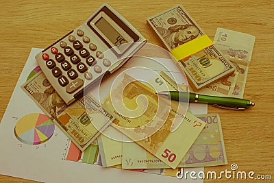 Currency exchange concept. finances, currency, exchange rate and business concept Stock Photo