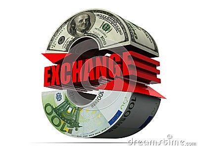 Currency exchange. dollar Cartoon Illustration