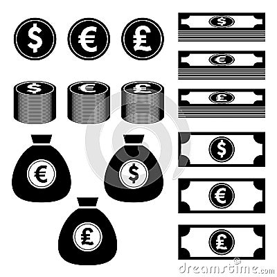 Currency, finance, money icon Vector Illustration