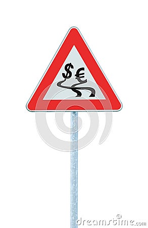 Currency fluctuation dollar euro slippery road Stock Photo