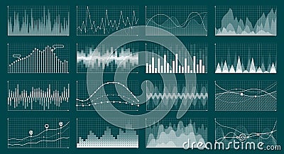 Currency grow chart. Stock graph diagram, finance and economic market analysis graphs. Analysis economics graphs vector Vector Illustration