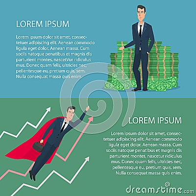 Currency growth. Cartoon poster vector illustration Banners Vector Illustration