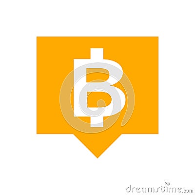 Currency money in speech bubble square shape for icon, THB coin thailand for flat icon style, thai token money baht symbol orange Vector Illustration