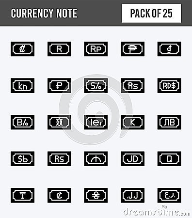 25 Currency Note Glyph icon pack. vector illustration Vector Illustration