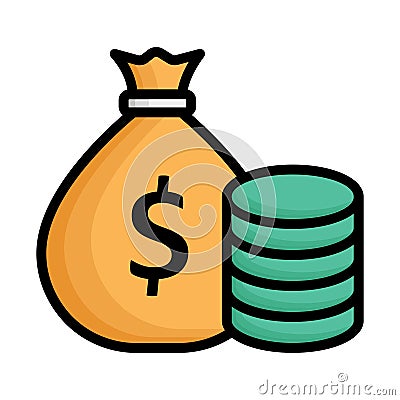 Currency sack, dollar sack Vector icon which can easily modify Vector Illustration