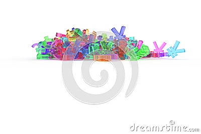 Currency sign for money or profit. Good for graphic design or background. Abstract, artwork, bunch & backdrop. Stock Photo