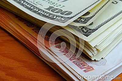 Currency speculation the ruble dollar. Stock Photo