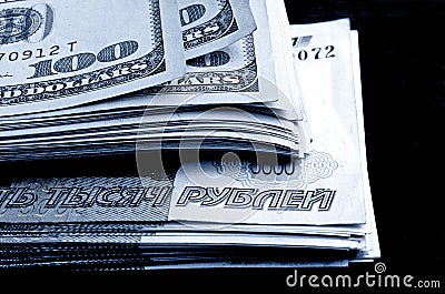 Currency speculation the ruble dollar. Stock Photo