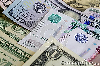 Currency speculation the ruble dollar. Stock Photo