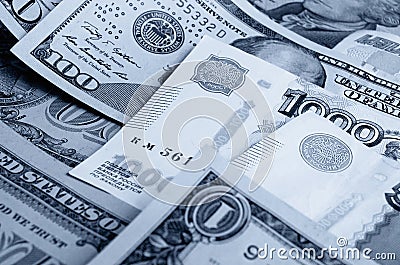 Currency speculation the ruble dollar. Stock Photo