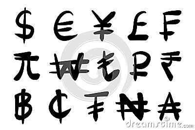 Currency symbol Hand drawn doodle Vector Illustration