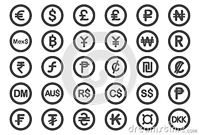 Currency symbol icons Vector Illustration