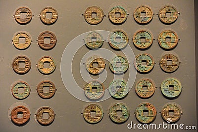 This is the currency of the Tang Dynasty in China. Editorial Stock Photo