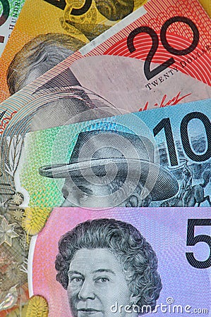 Vertical Australian Dollas Currency Notes Stock Photo