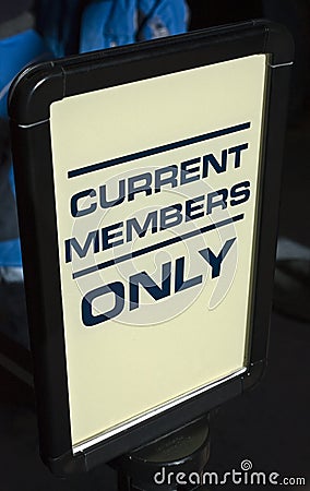 Current Members Only Sign Stock Photo